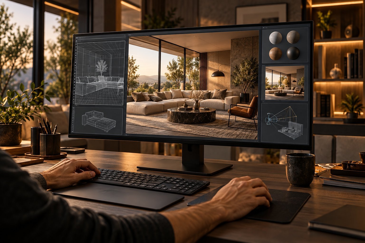 Mimari 3D eğitim videosu için render çalışma istasyonu