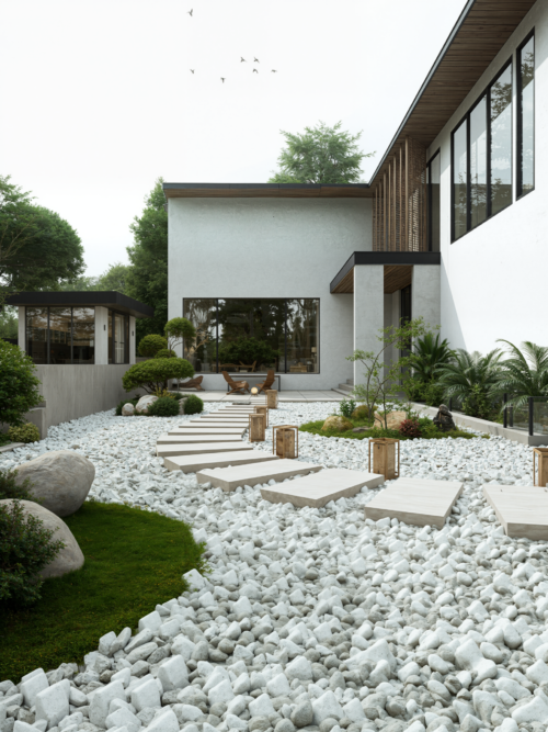 modern minimal iç mekan 3d render konut tasarımı