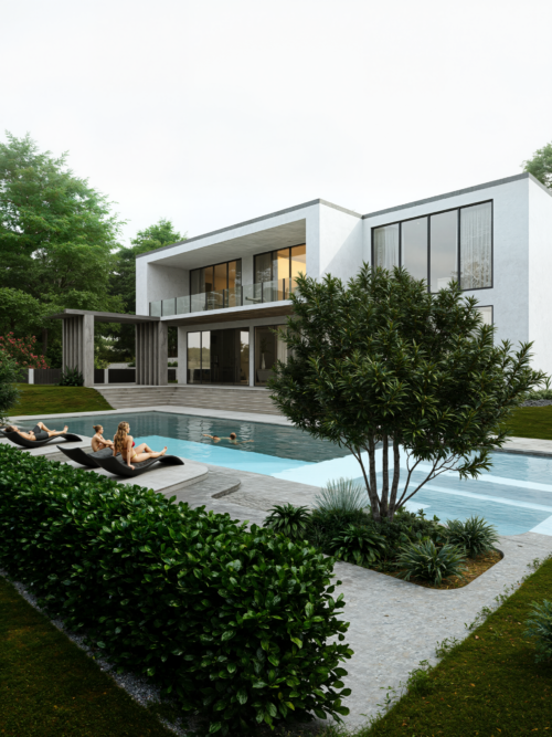 modern minimal iç mekan 3d render konut tasarımı