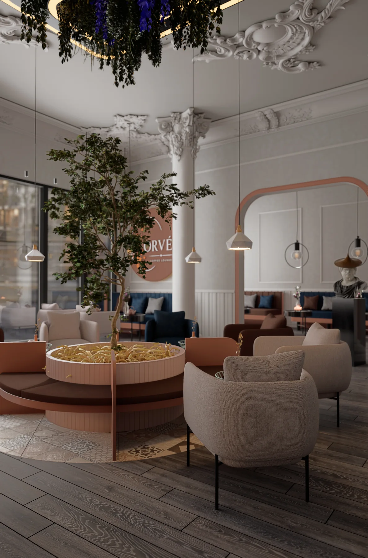 Orven Cafe — iç mimarlık ve 3D görselleştirme projesi
